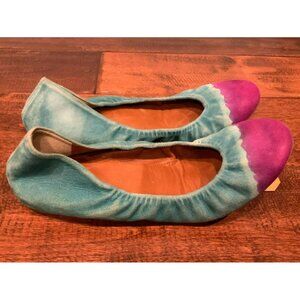 Leifnotes Anthropologie Blue Purple Suede Ballet Flats, Size 7 (US) 37 (EUR)